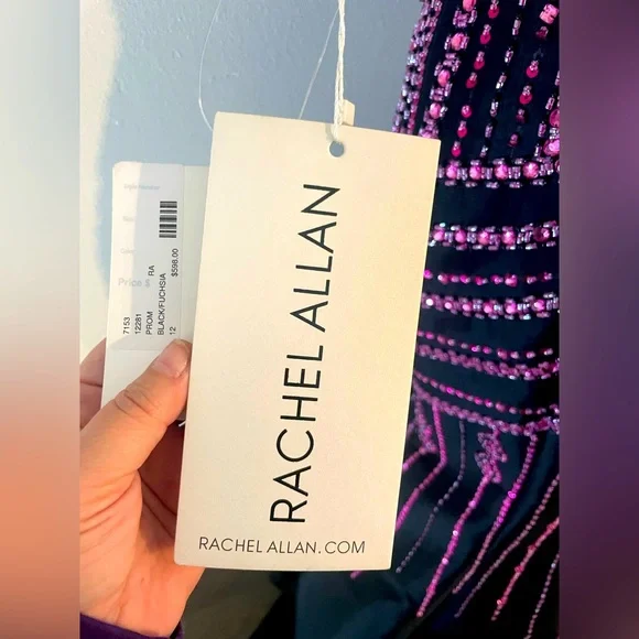 NWT Rachel Allan black & pink Formal Gown - Picture 13 of 14